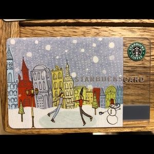 STARBUCKS CARD WINTER SKATING & SNOWMAN 2005 RETRO